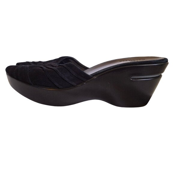 New Nike Air Cole Haan Suede Wedge Sandals Black Size 8.5 - Streetwear Sporty - Picture 4 of 10